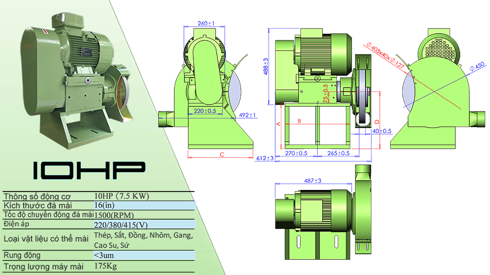JH-10HP máy mài